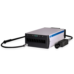 single unit nanosecond fiber laser with main housing and optical fiber beam delivery optics attached