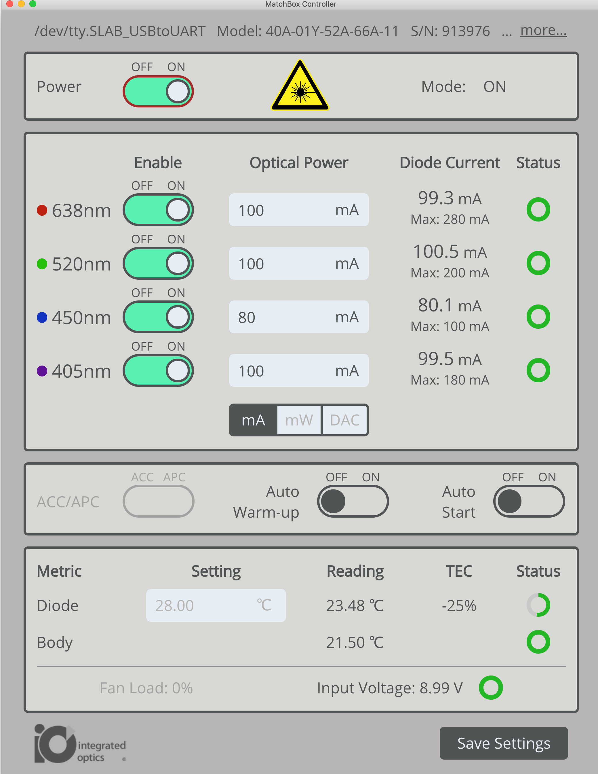 Integrated Optics_Laser Combiner Software