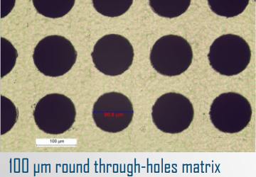Image replacement for discontinued coherent helios 100um round through holes matrix materials processing micromachining