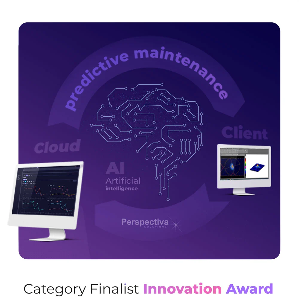 infographic showing the circle process of the client, perspectiva solutions, the cloud, artificial intelligence, and predictive maintenance