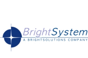 bright systems logo with blue lettering and starburst symbol