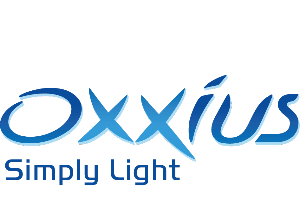 gradient blue oxxius symbol stylized text