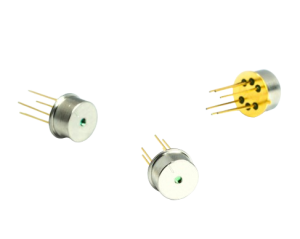 image of to-39 package style laser diodes - gold/silver color round metal with 3 pins