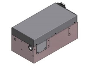 rendering of a CAD drawing of a compact, modern, OEM, DPSS laser housing