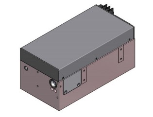 rendering of a CAD drawing of a compact, modern, OEM, DPSS laser housing