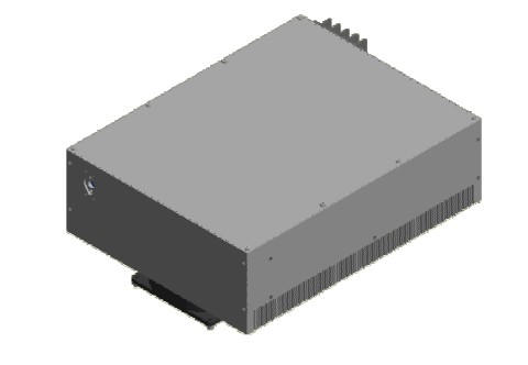 rendering of a CAD drawing of a compact, modern, OEM, DPSS laser housing