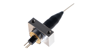 a fiber-coupled TO laser diode package small circular device with attached cable with connectors