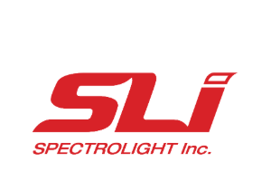 Spectrolight logo red stylized 'SLI' with full name printed below