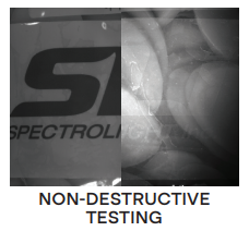 non-destructive testing, illuminated and backlit samples of materials with markings, grayscale