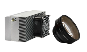simple, compact OEM pulsed laser housing with cooling fan and f-theta lens