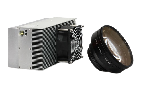 simple, compact OEM pulsed laser housing with cooling fan and f-theta lens