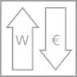simple graphic with two arrows, one up and one down with 'w' text and a symbol