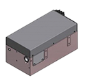 rendering of a CAD drawing of a compact, modern, OEM, DPSS laser housing