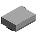 rendering of a CAD drawing of a compact, modern, OEM, DPSS laser housing