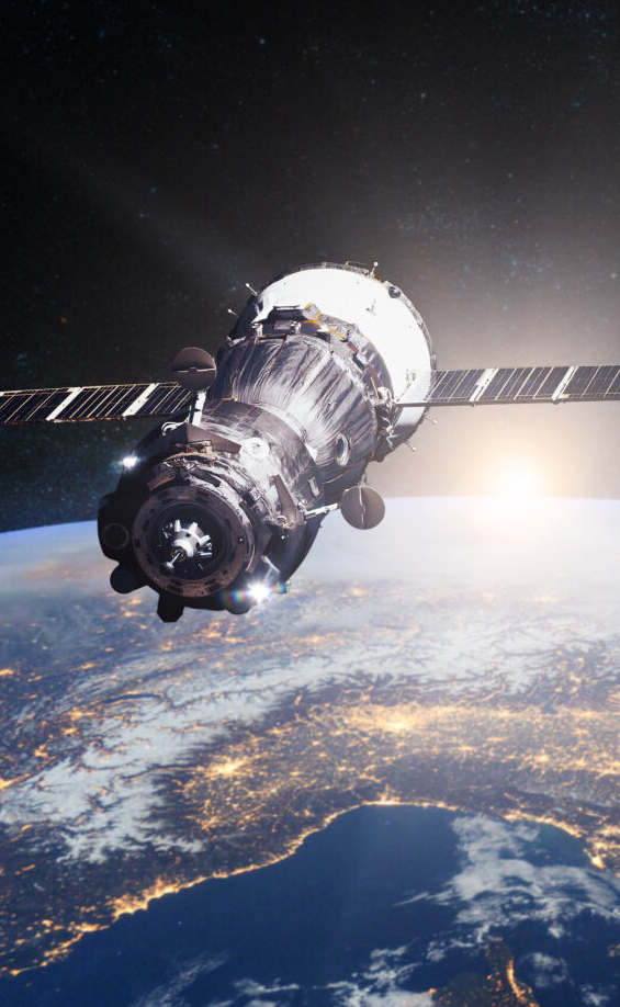 space-based oem laser solutions, communication satellite orbiting earth, trimmed