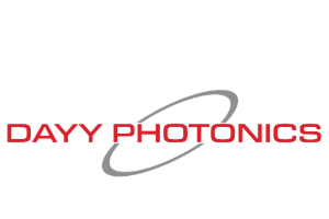 DAYY Photonics logo red letters against a gray ellipse