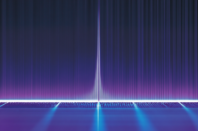 artists illustration of a narrow band or narrow linewidth laser sprectrum profile