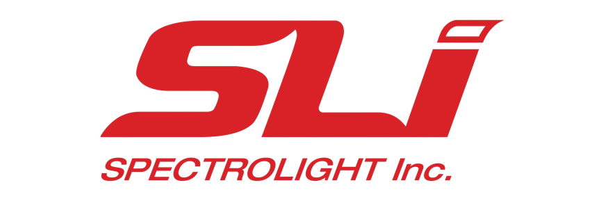 Spectrolight logo red stylized 'SLI' with full name printed below